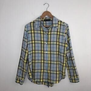 JET by John Eshaya Plaid Zip Back Button Down Top